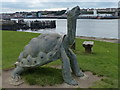 Tortoise sculpture near the Little Haven Hotel