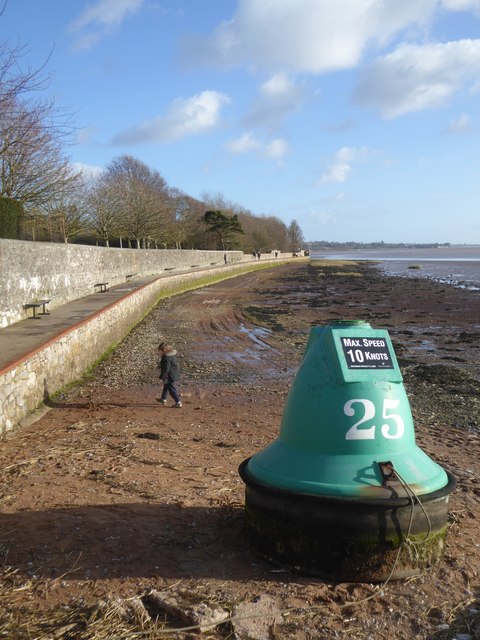 A buoy aground by the Goat Walk, Topsham