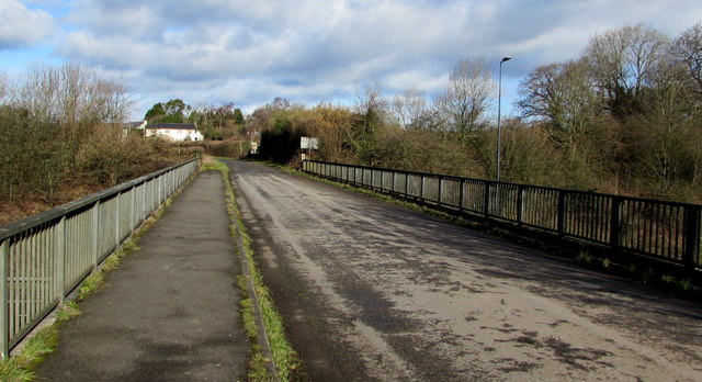 Across a motorway bridge at the southern edge of Knollbury, Monmouthshire 