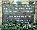 Plaques on the grave of Honor and William Reginald Devenish