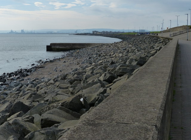 Sea defences along Hartlepool Bay at Carr House Sands