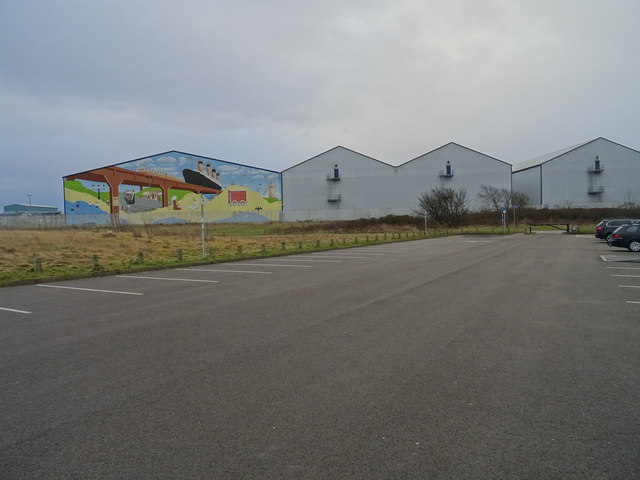 Car park and dock buildings