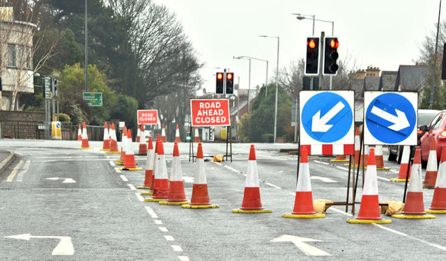 Road closure, Knock, Belfast (February 2018)
