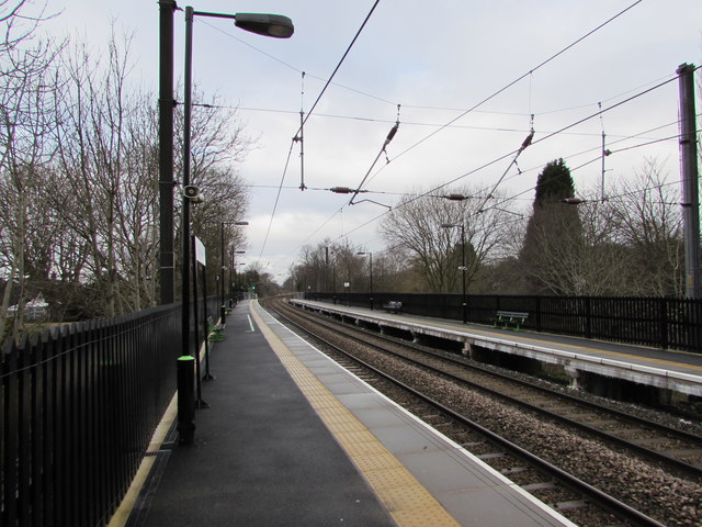 Overhead power lines, Butlers Lane railway station, Sutton Coldfield
