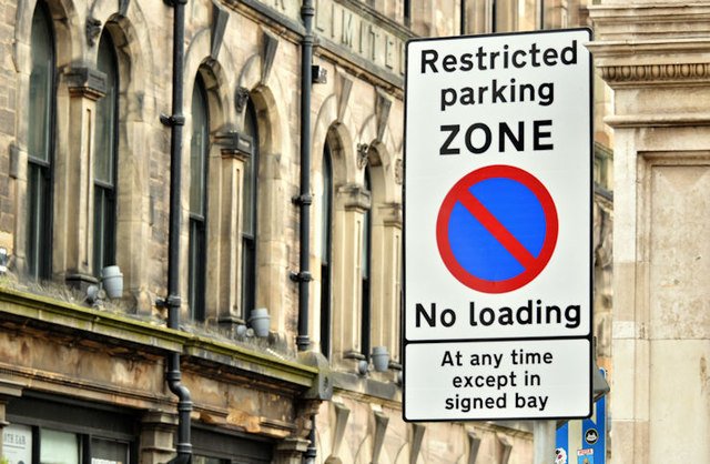 "Restricted parking zone" sign, Belfast... © Albert Bridge cc-by-sa/2.0 ...