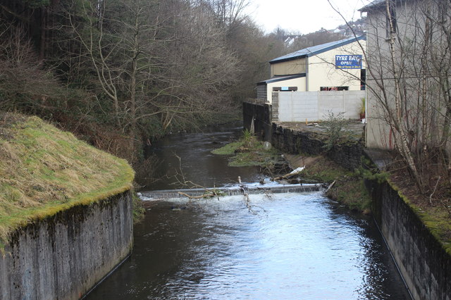 River Ebbw Fach behind disused Railway Inn