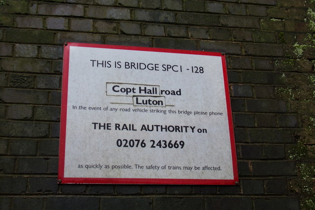 Copt Hall Road Railway Bridge sign