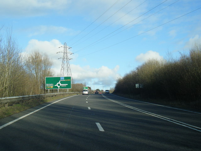 A590 nears A595 roundabout