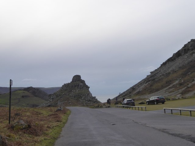 Car park and rock formations, Valley of the Rocks