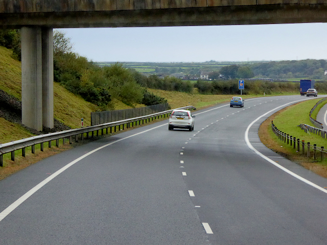 North Wales Expressway, Westbound near to Llangristiolus