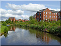 Canal and apartments in Kidderminster in Worcestershire