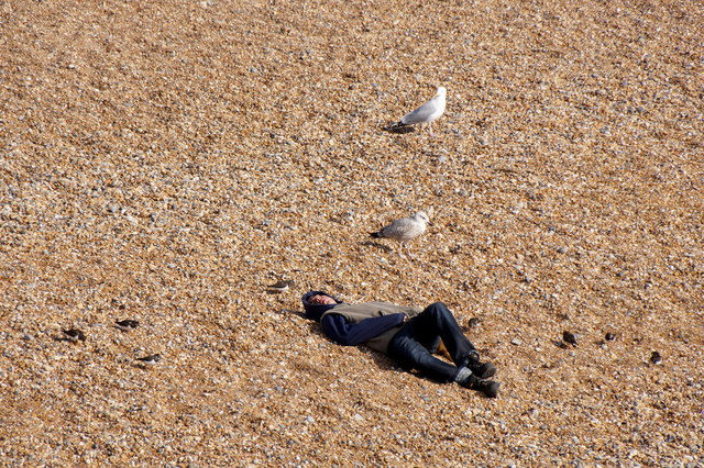 Asleep on Brighton beach