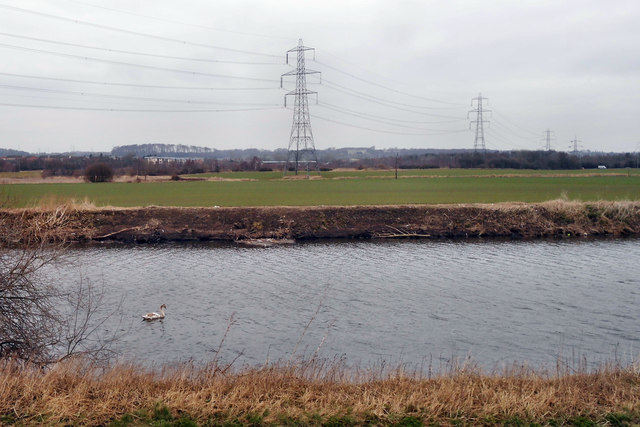 Power line across the River Aire © derek dye :: Geograph Britain and ...