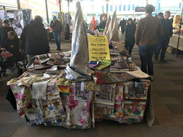 Curtain stall on Preston market