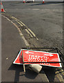 SX9165 : Blown over sign, Wrights Lane by Derek Harper