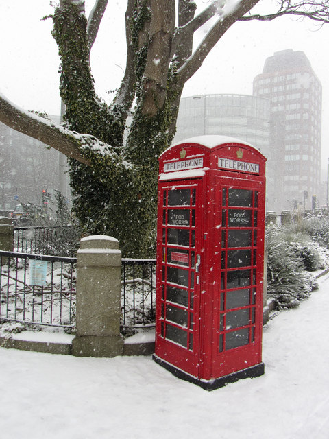 Phone box near Lambeth Bridge