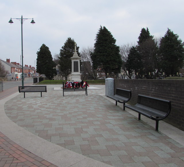 Black benches near Connah's Quay War Memorial