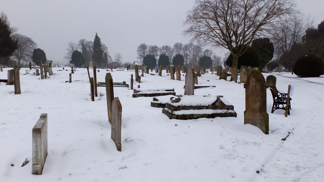 Snow Covered Graves in Town Cemetery