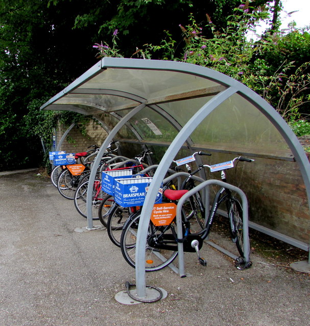 Bicycles for hire outside Cheltenham Spa Railway Station
