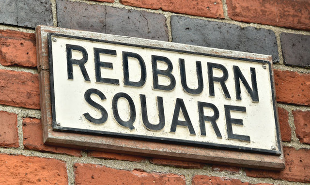 Name sign, Redburn Square, Holywood (March 2018)