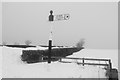 NT5767 : East Lothian snow drifts: Signpost at Danskine by Richard Webb