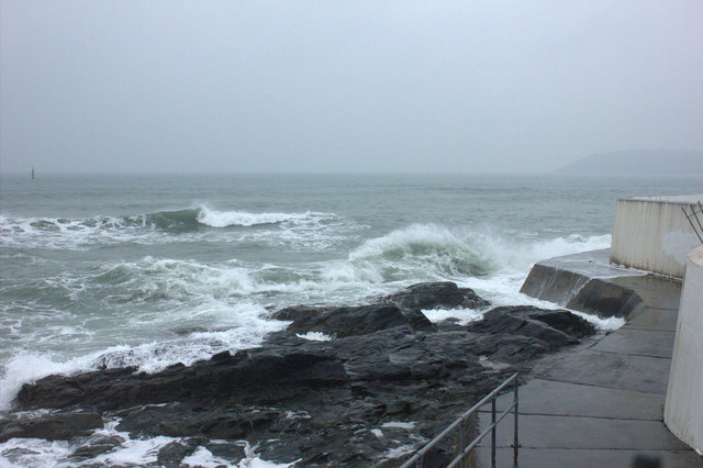 Sea wall path at Penzance during Storm... © Robert Eva cc-by-sa/2.0 ...