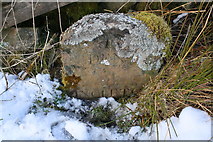 SD7983 : Dent/Ingleton boundary stone at B6255 / Pennine Bridleway junction by Roger Templeman