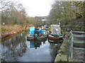 Canal maintenance craft at Anchor Pit Lock, Bradley