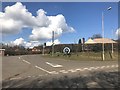 Road junction with mining memorial