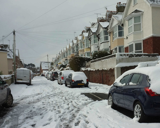 Innerbrook Road, Torquay, in the snow
