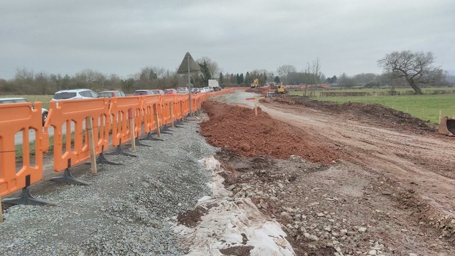 Roadworks on the A4104 at Upton-upon-Severn