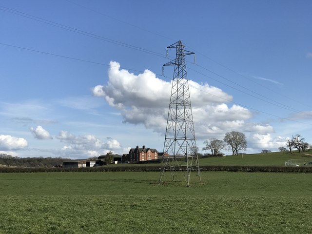 Pylon in field near Madeley