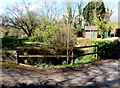 Cefn Bychan Close name sign on a fence, Llangwm, Monmouthshire