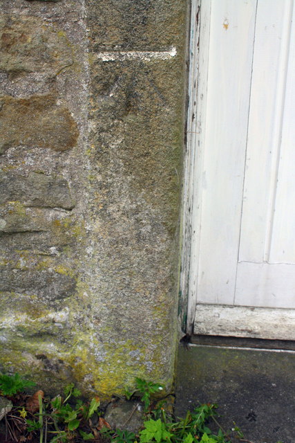 Benchmark on door jamb of Gordale House