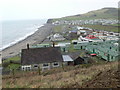 Sprawling caravan parks at Clarach Bay