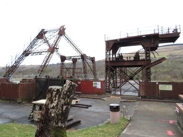 Dismantled headgear at Cefn Coed Colliery Museum