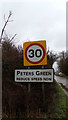 TL1419 : Peters Green Village Name sign  on Chiltern Green Road by Geographer