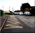 Zigzag yellow markings on Llwyncrwn Road, Beddau