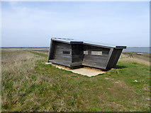 TQ9893 : Shelter at the end of the footpath by Robin Webster