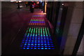 View of coloured floor lights on Edgware Road