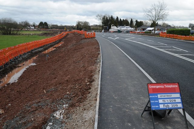 Roadworks on the A4104 at Upton-upon-Severn