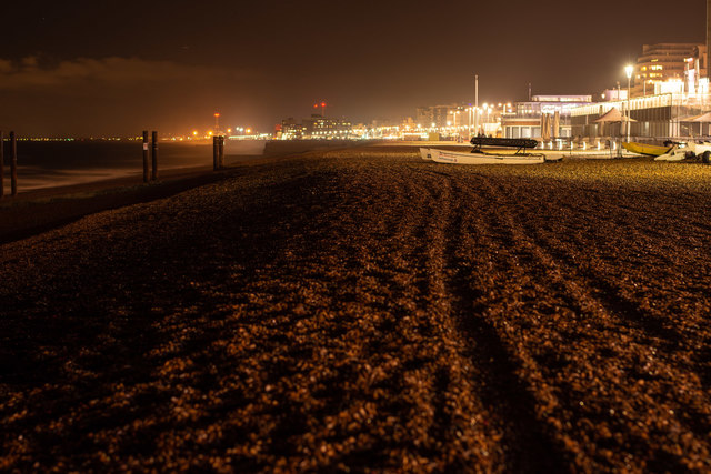 Brighton Beach at night