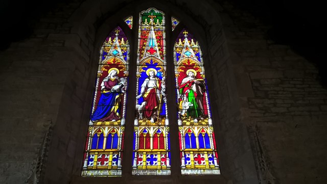 North stained glass window at Stanton Lacy Church