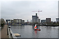 Salford Quays: a bright sail on a grey day