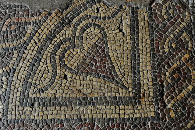 Caerwent: Church of St. Stephen and St. Tathan: Mosaic in the church floor 2