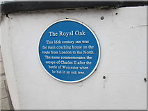 SO5968 : Blue Plaque on The Royal Oak (Tenbury Wells) by Fabian Musto