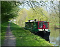 Moored narrowboat along the Shropshire Union Canal