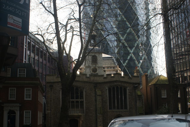 View of St. Helen's Bishopsgate church from Great St. Helen's