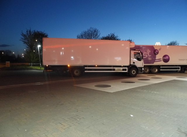 Lorries parked at Markham Moor Services, Retford