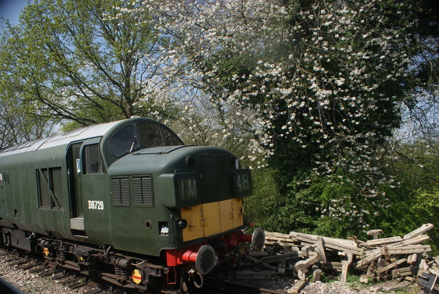 View of a Class 37 diesel in the siding at North Weald station